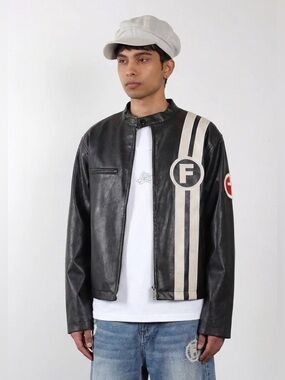 La Fam Amsterdam PU Leather F Circle Motor Jacket- Large NWOT